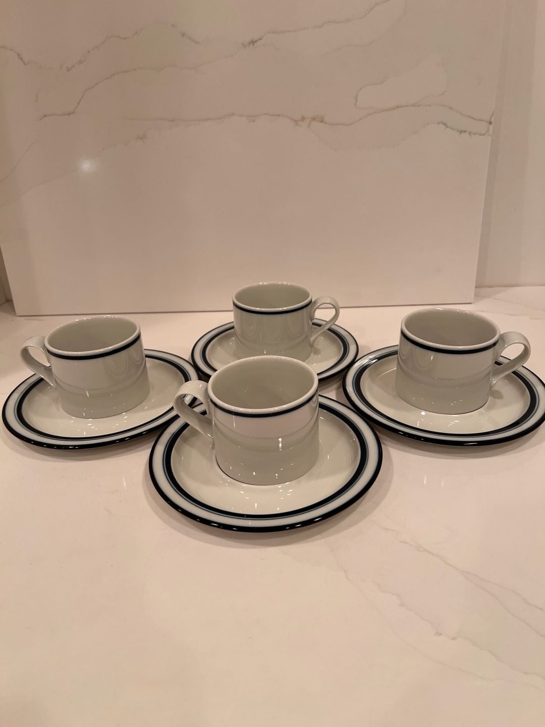 Dansk Christianshavn Blue Stripe Cup And Saucer Set 1
