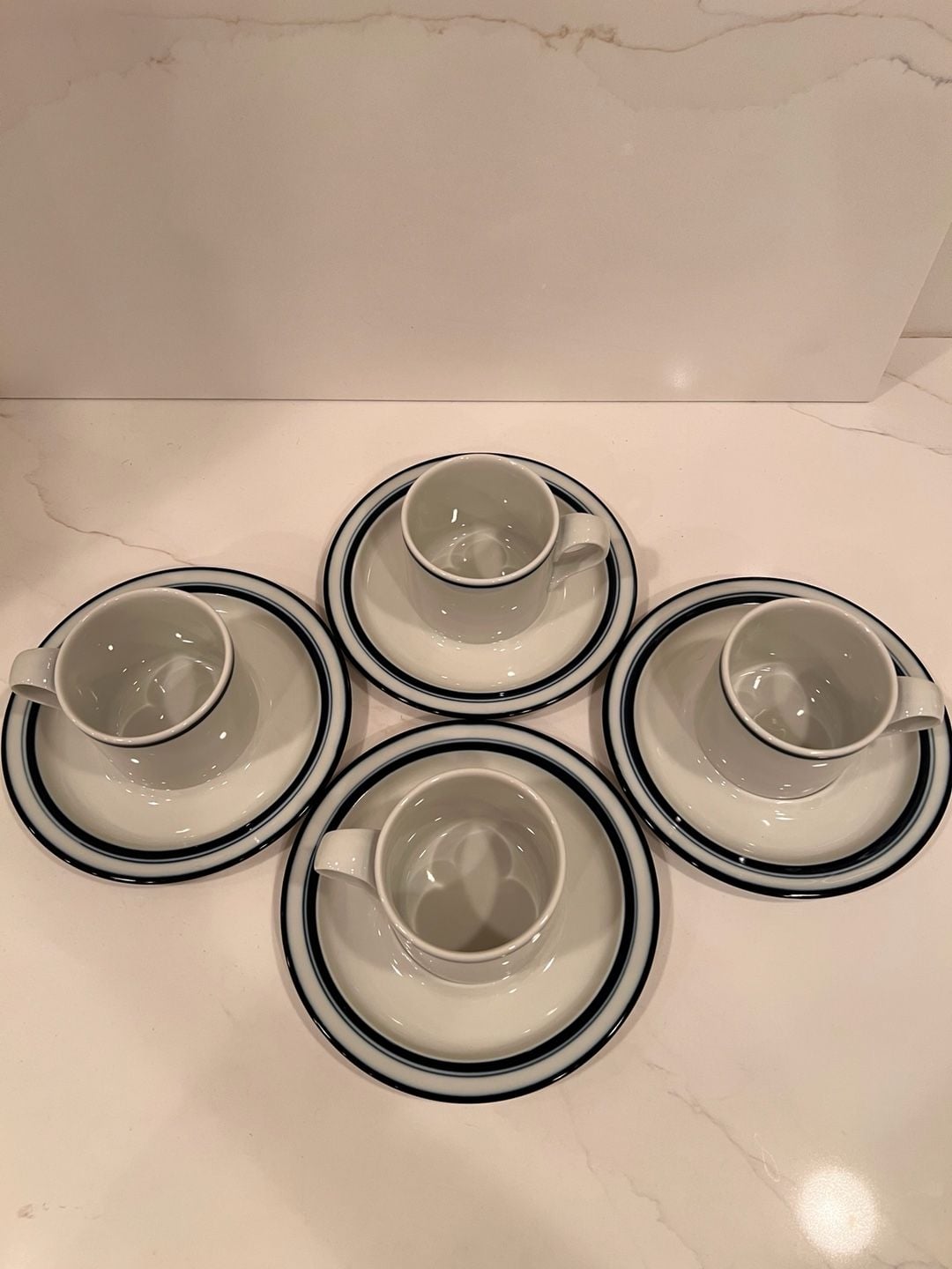 Dansk Christianshavn Blue Stripe Cup And Saucer Set 2