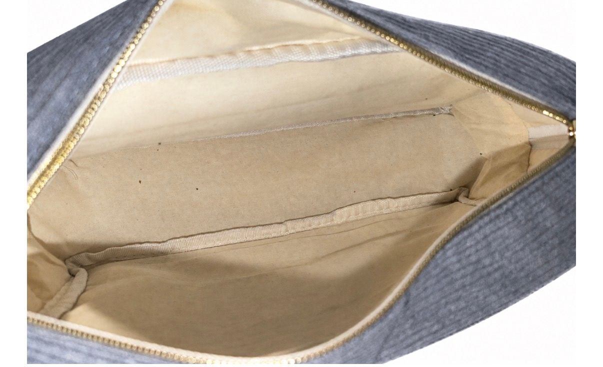 Face Corduroy Makeup Pouch Black Gold Letters 8