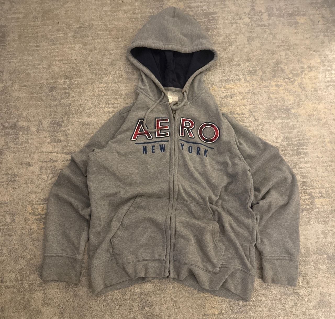 Y2K Aeropostale Zip Up Hoodie Size L Gray New York Embroidered Logo 2