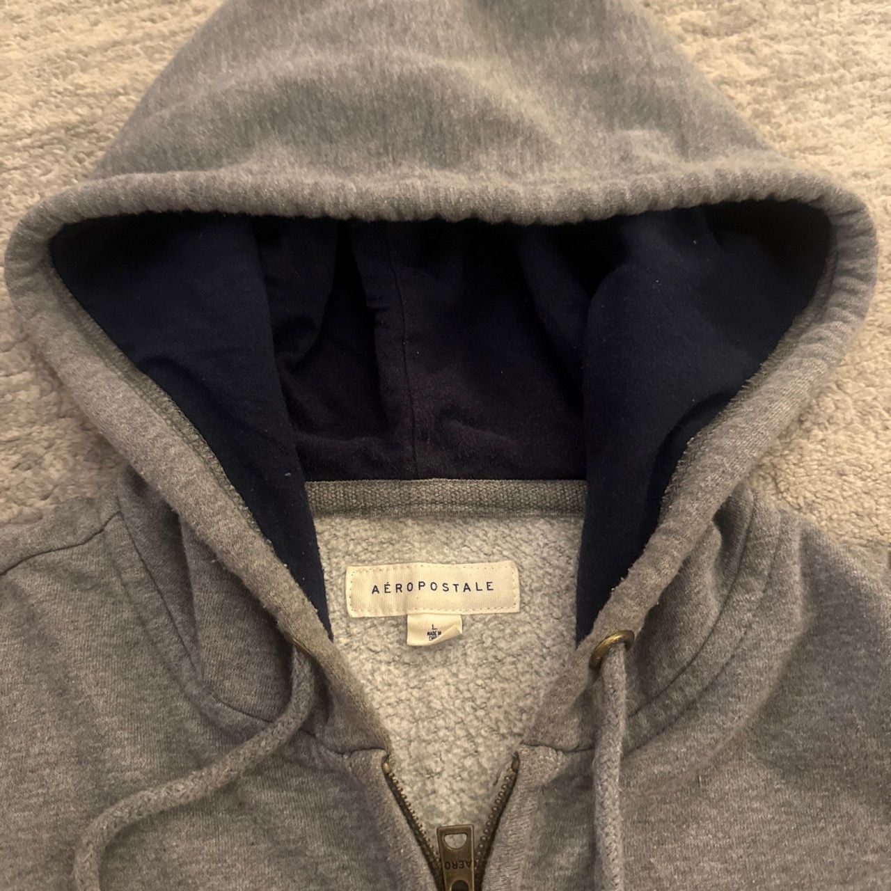 Y2K Aeropostale Zip Up Hoodie Size L Gray New York Embroidered Logo 3