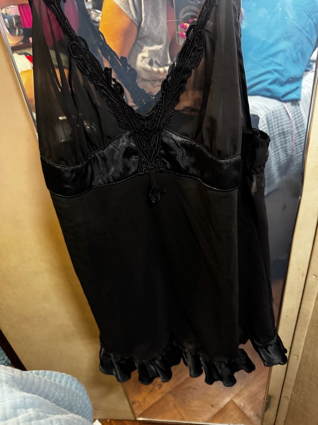 Shirley Black Babydoll Lingerie Size XXL Sheer Ruffle Chemise 3