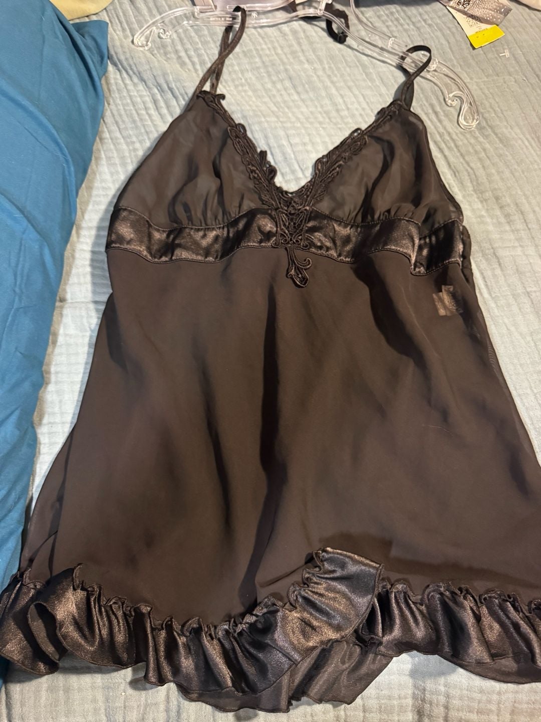 Shirley Black Babydoll Lingerie Size XXL Sheer Ruffle Chemise 8