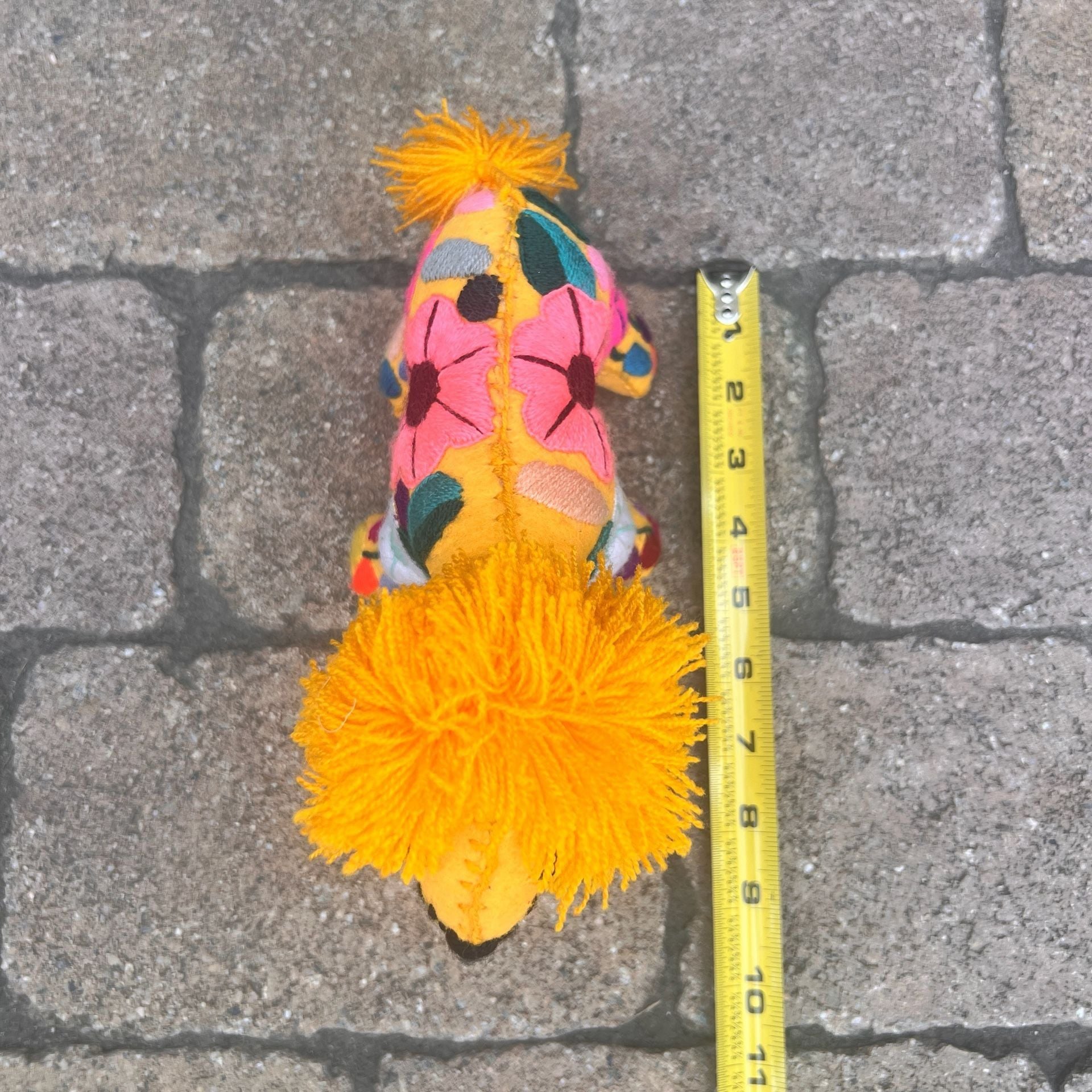 Mexican Folk Art Handmade Embroidered Wool Felt Lion Plush Toy 10” 8