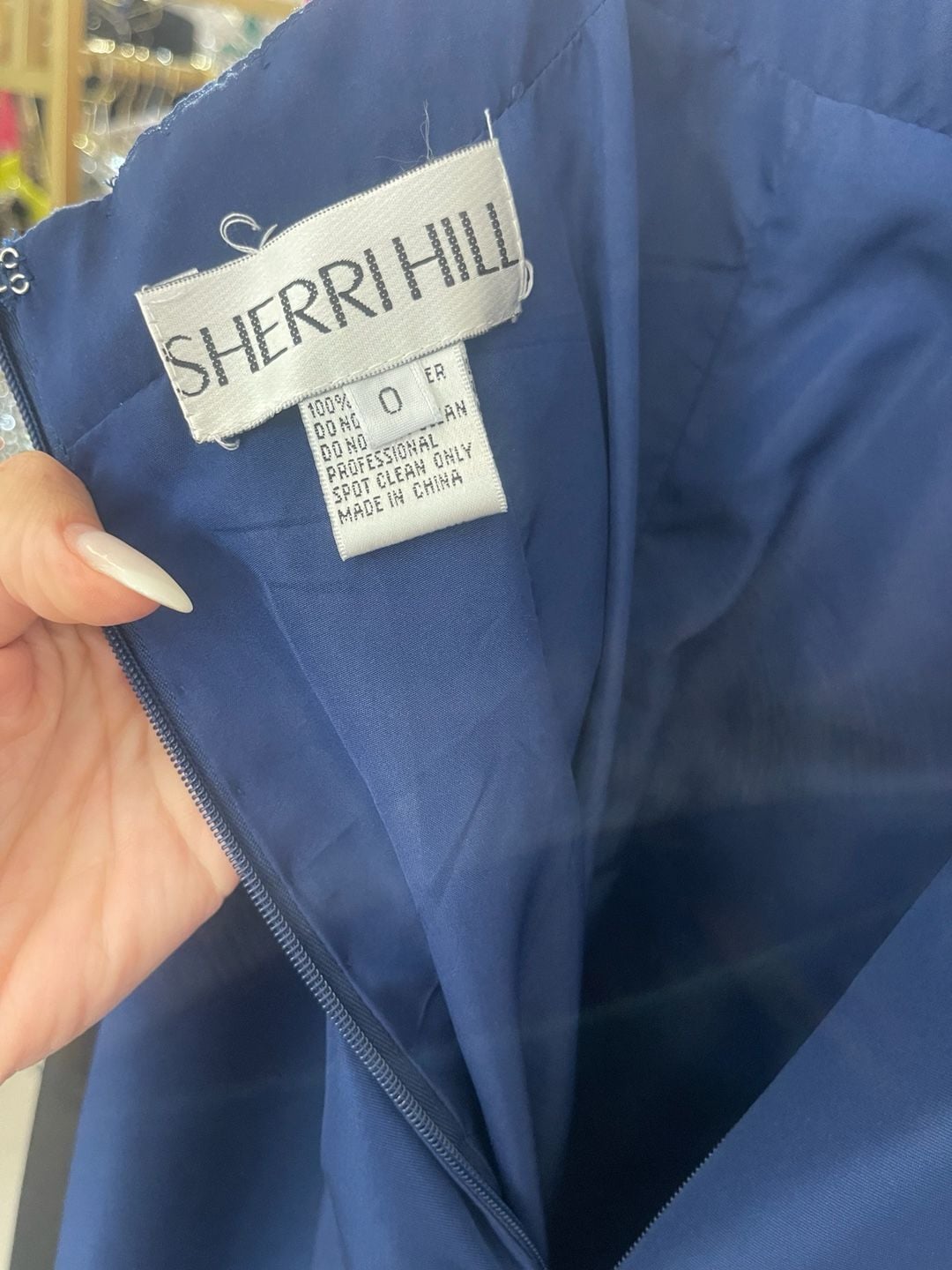 Sherri Hill Beaded Halter Mermaid Prom Dress Size 0 navy 3