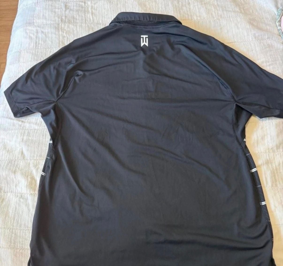 Nike Tiger Woods Collection Dry-Fit Striped Golf Polo Size XL Black Gray White 5