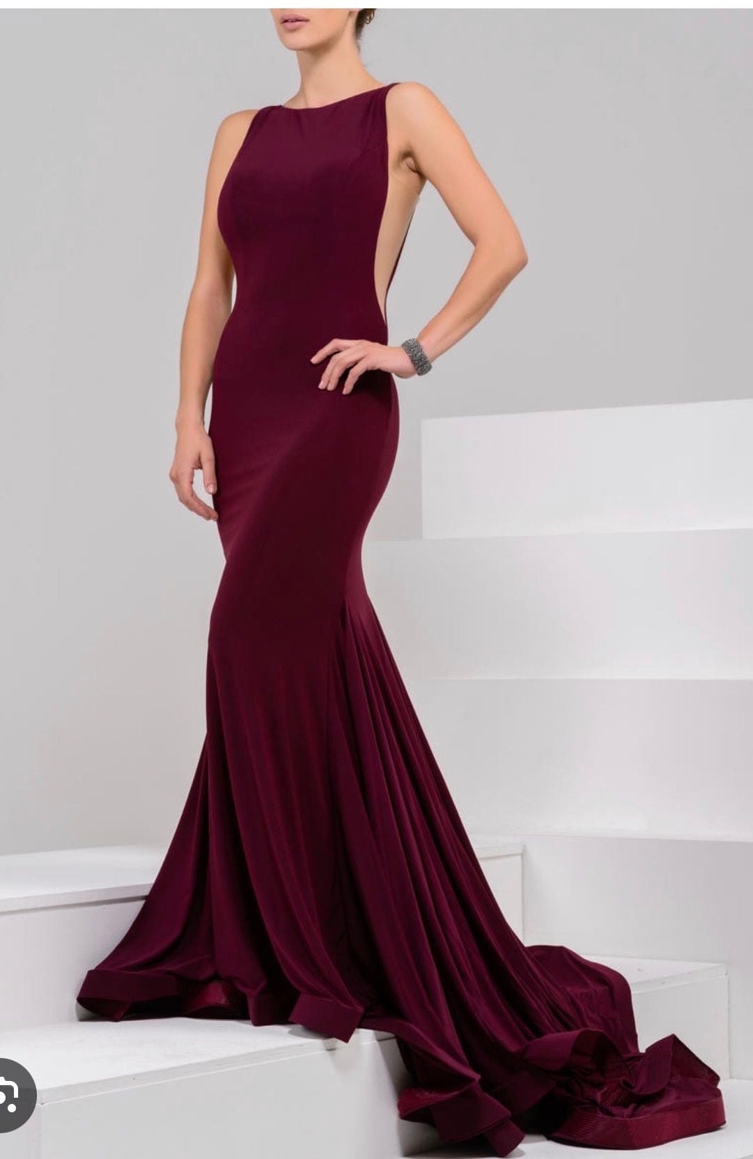 Jovani 37592 Prom Dress Size 8 Burgundy Low Back Long 1