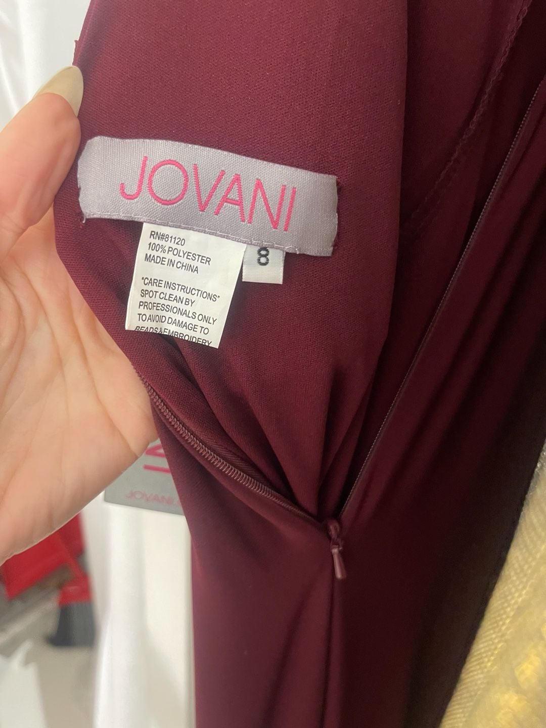 Jovani 37592 Prom Dress Size 8 Burgundy Low Back Long 3