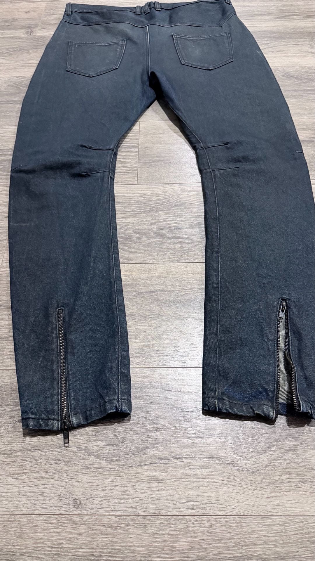 Army of Me Asymmetric Waxed Denim Jeans Size 33 Black Ankle Zips 9