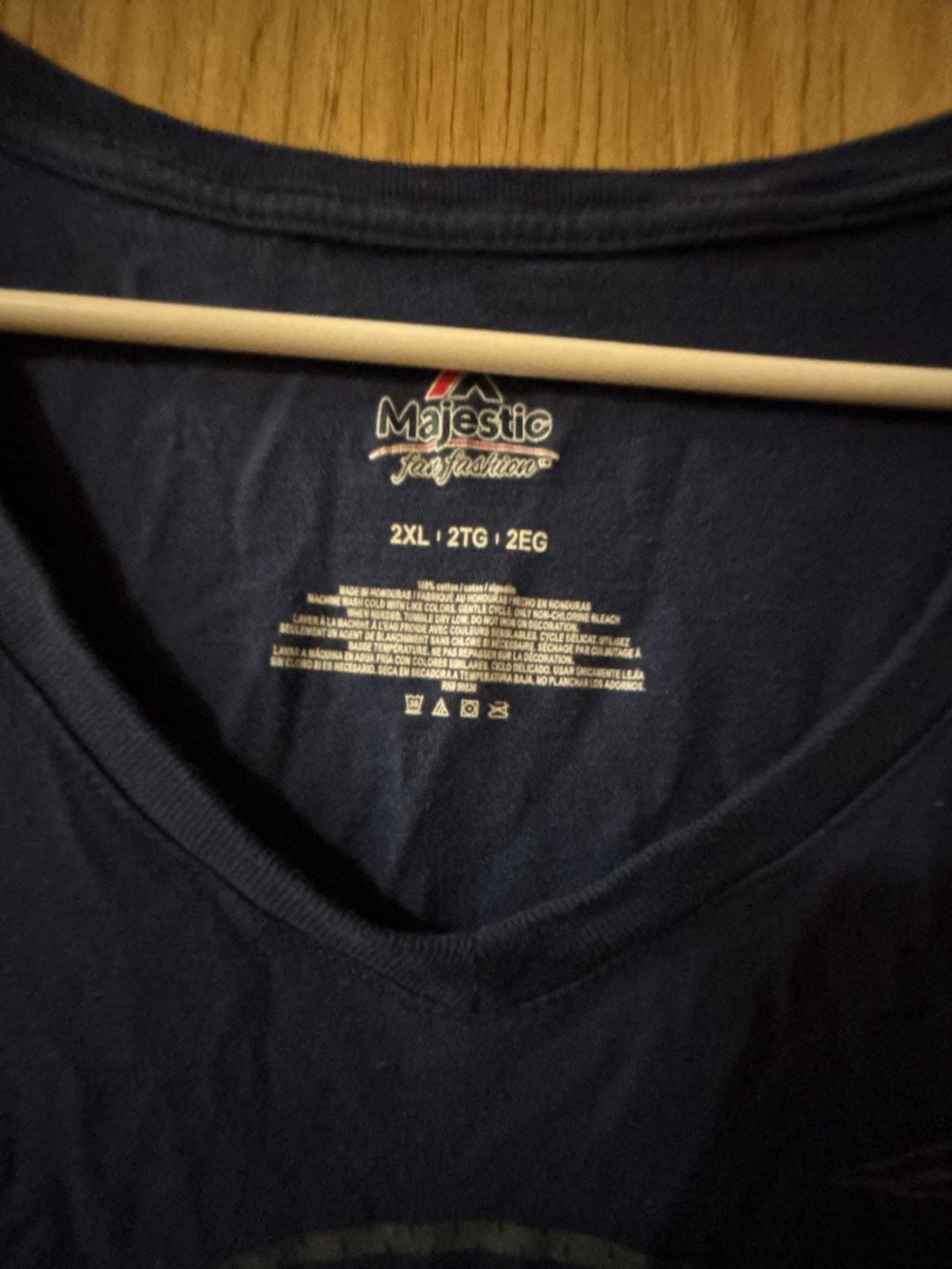 Majestic New England Patriots V-Neck T-Shirt Size 2XL Blue NFL 3