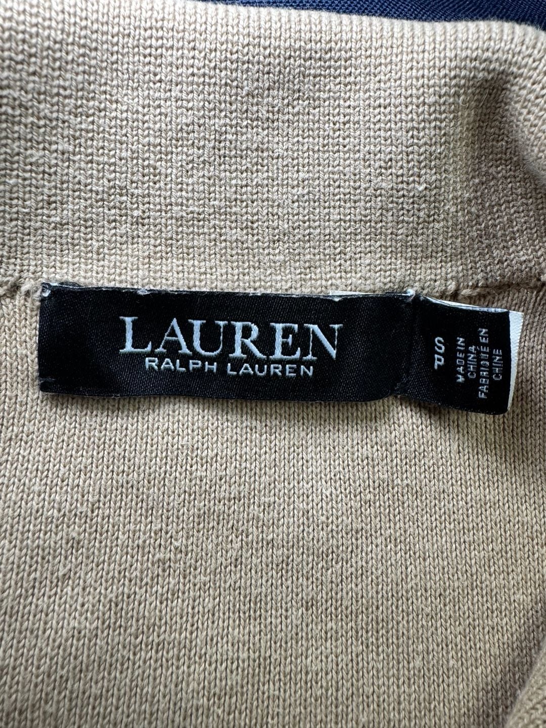 Lauren Ralph Lauren Camel Knit Blazer S Cotton Sweater Jacket Preppy 5