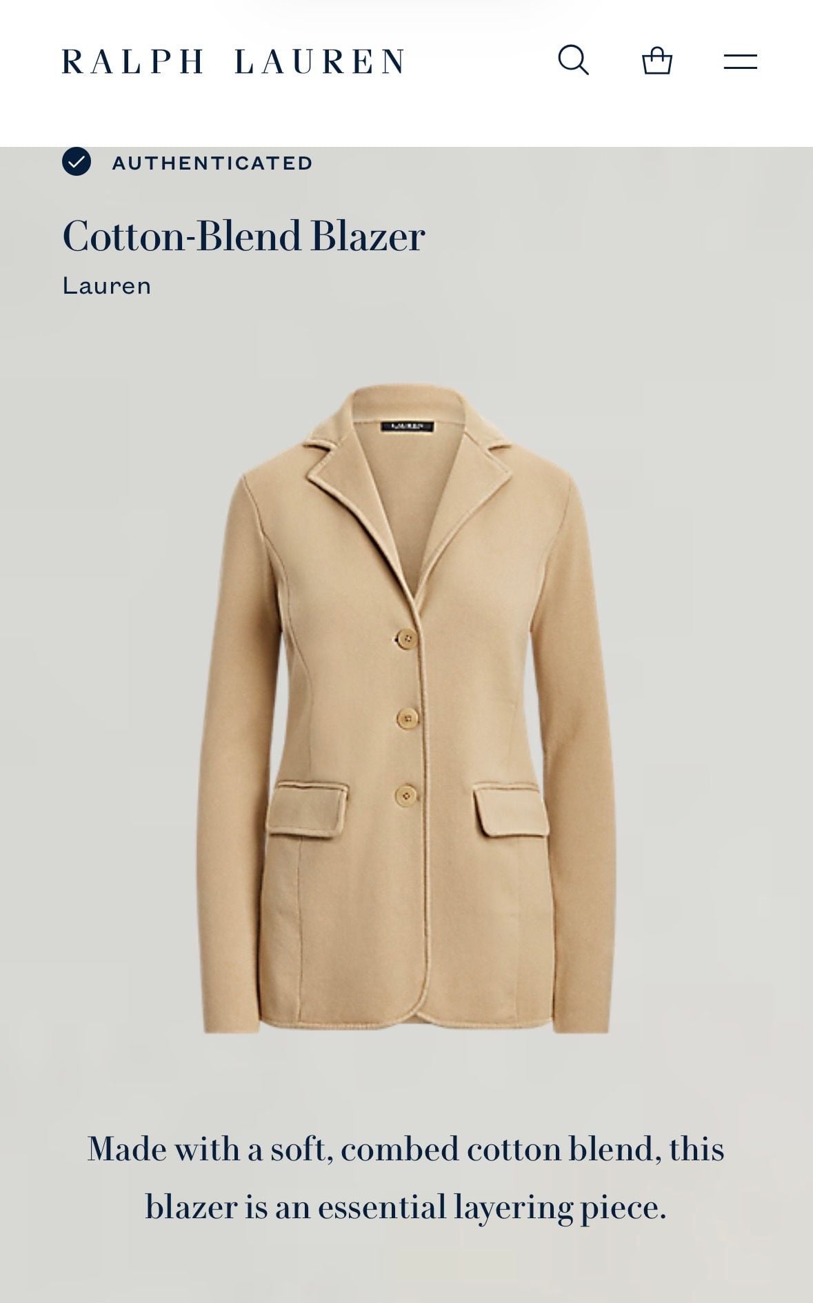 Lauren Ralph Lauren Camel Knit Blazer S Cotton Sweater Jacket Preppy 11