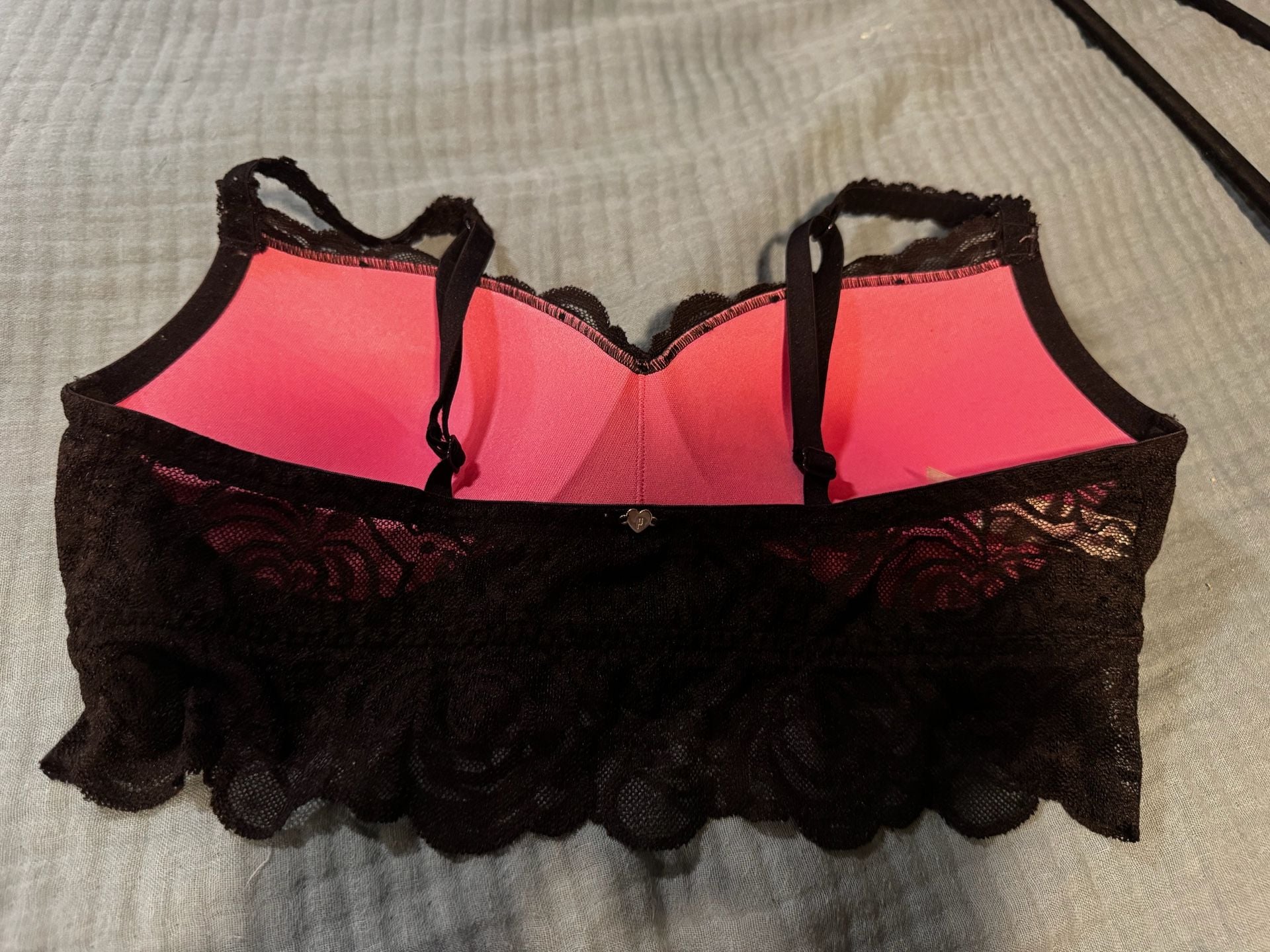 Pink Victoria's Secret Lace Bralette Size M Black Lingerie 7