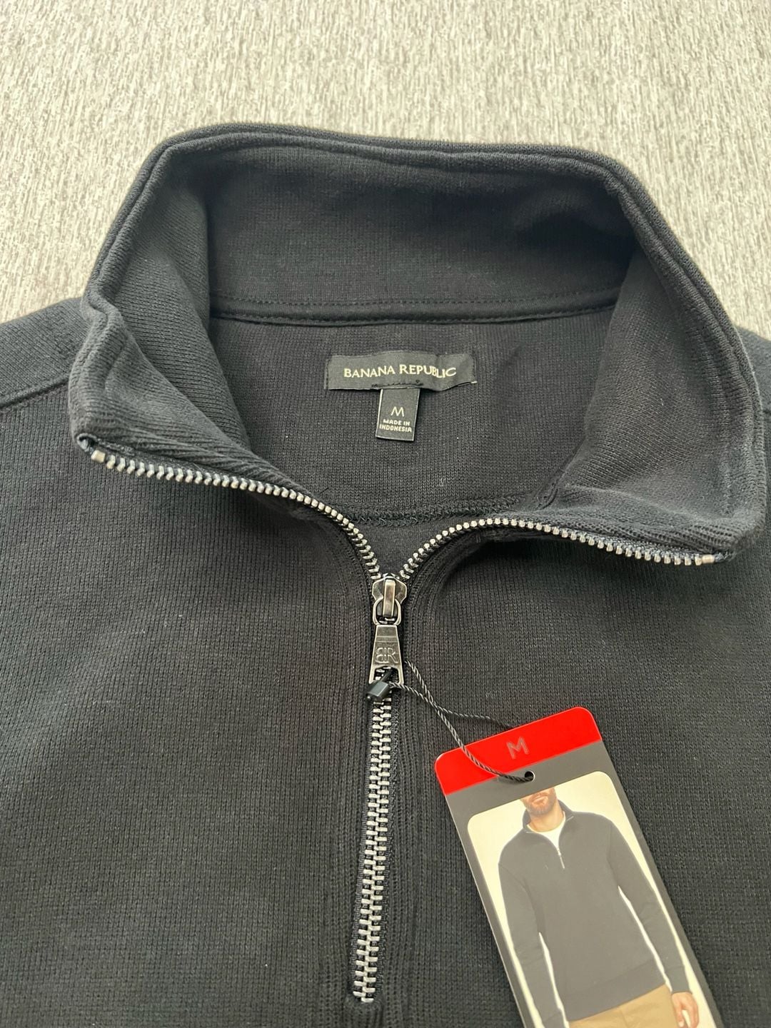 Banana Republic Men’s 1/4 Zip Pullover Sweatshirt Black Size M NWT 8