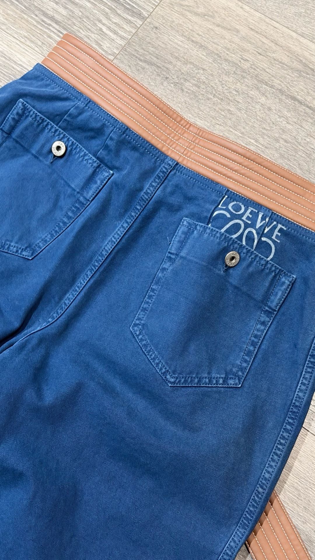 Loewe Trousers Size 50 Blue Cotton Leather Belt 7