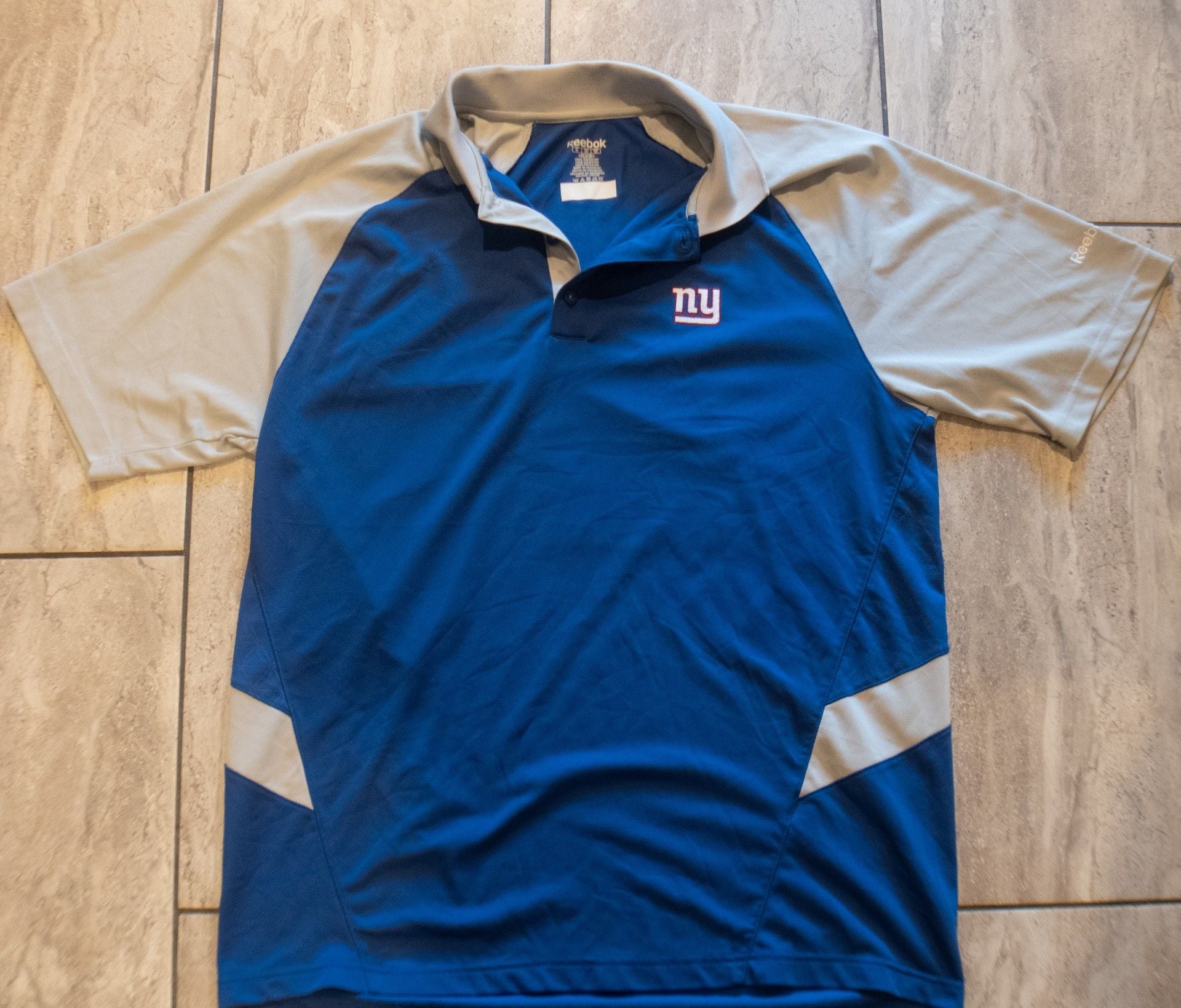Reebok New York Giants Polo Size XL Blue Gray NFL Golf Shirt 2