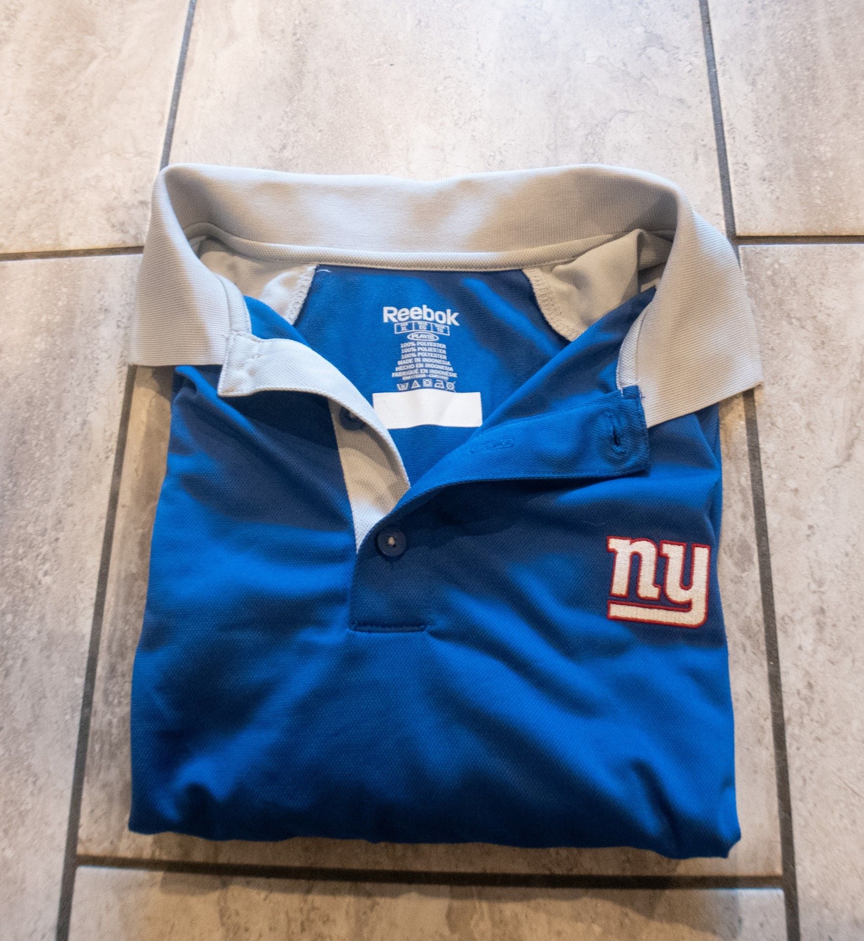 Reebok New York Giants Polo Size XL Blue Gray NFL Golf Shirt 5