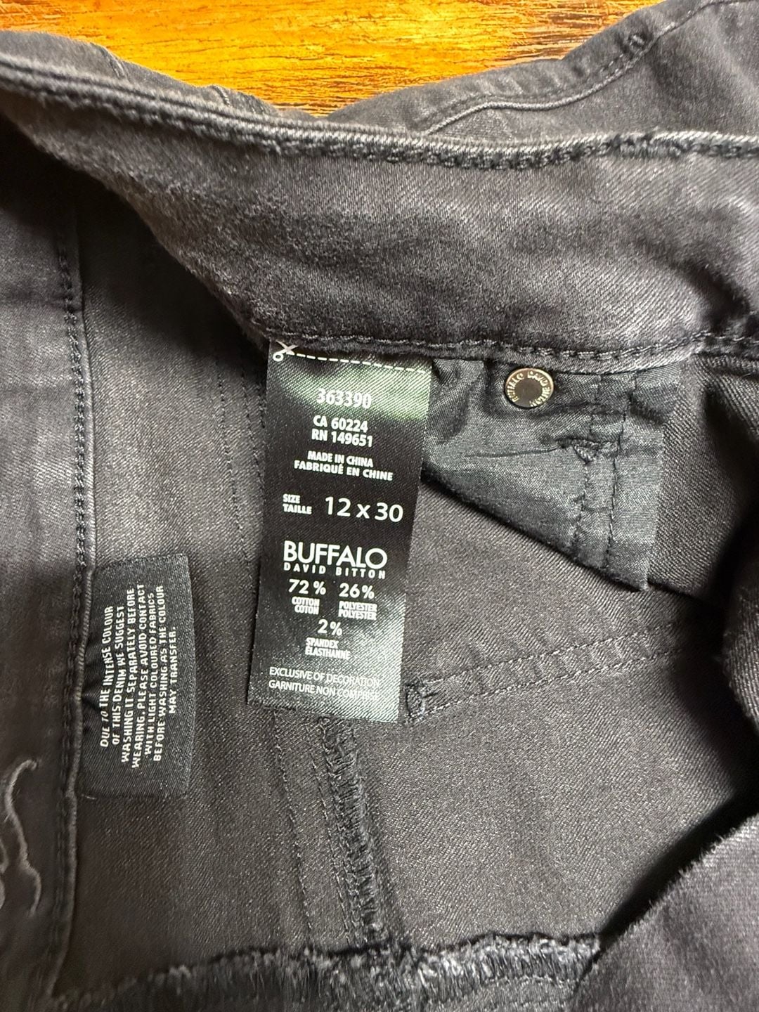 Buffalo David Bitton Jeans Size 12 x 30 Black Denim Pants 3