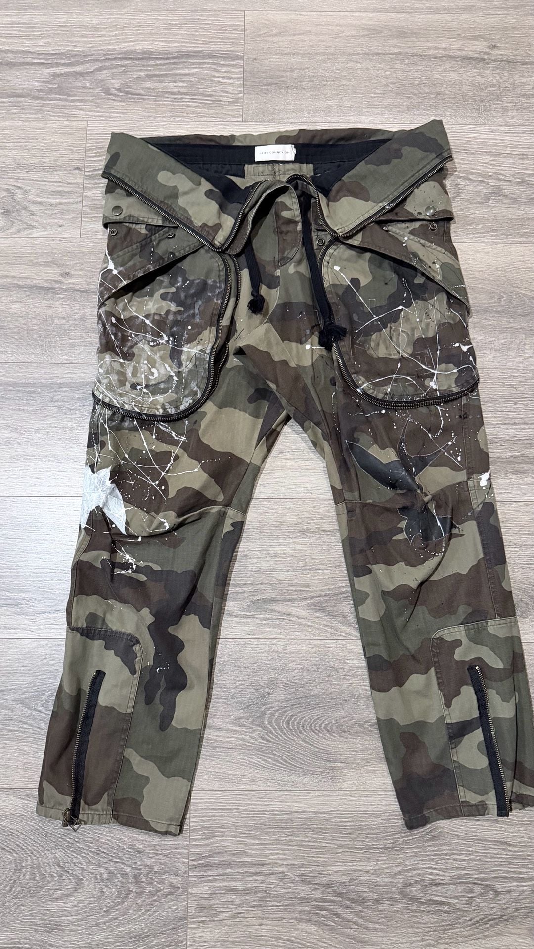Faith Connexion Cargo Pants Size M Camo Paint Splatter 2
