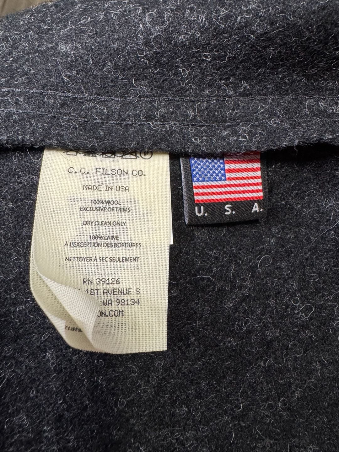 Filson Mackinaw Wool Cruiser Jacket Charcoal Gray Made in USA
 7