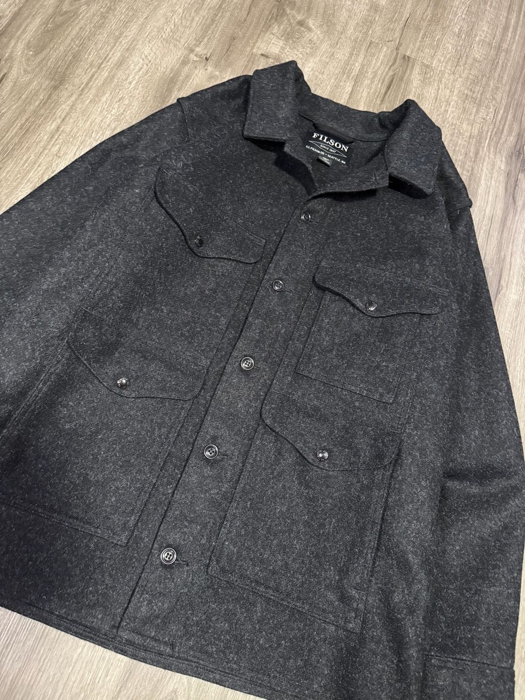 Filson Mackinaw Wool Cruiser Jacket Charcoal Gray Made in USA
 10
