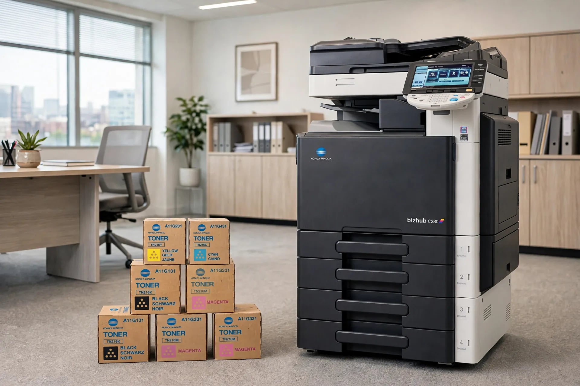Konica Minolta Bizhub C280 Color Copier Printer Scanner with Toner 5