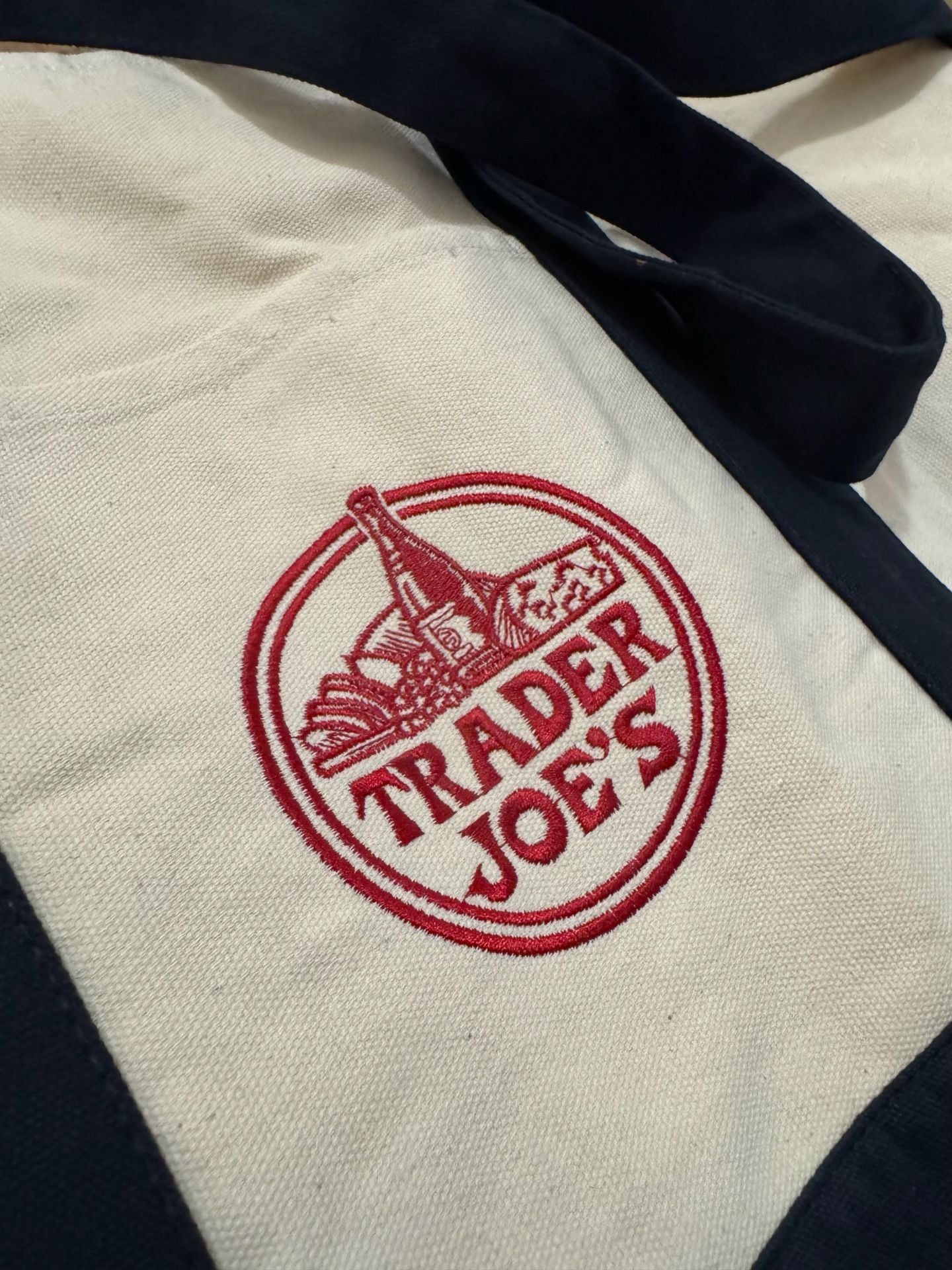 Trader Joe's Reusable Tote Bag Navy Blue Canvas NWT 5