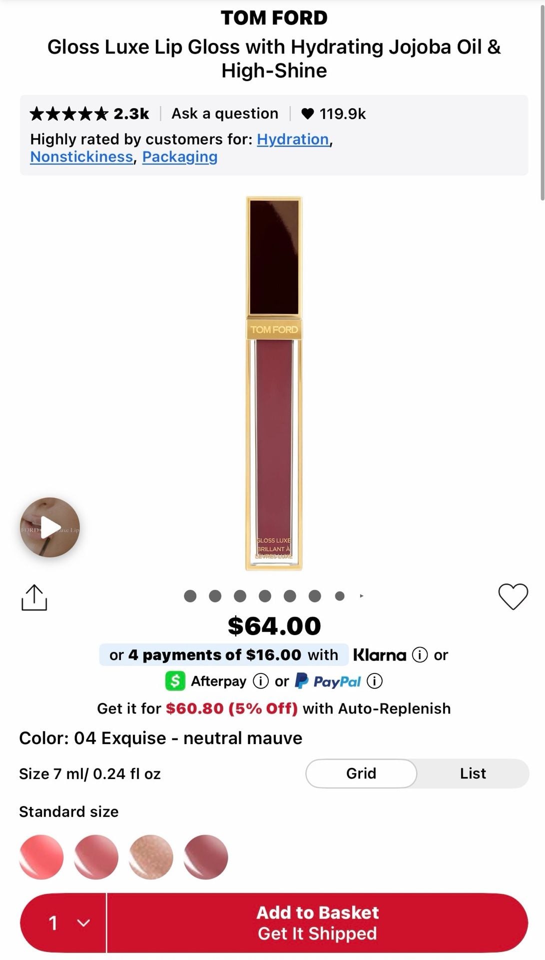 Tom Ford Gloss Luxe Lip Gloss in Shade 04 Exquise 5.5ml. MSRP $62!  9