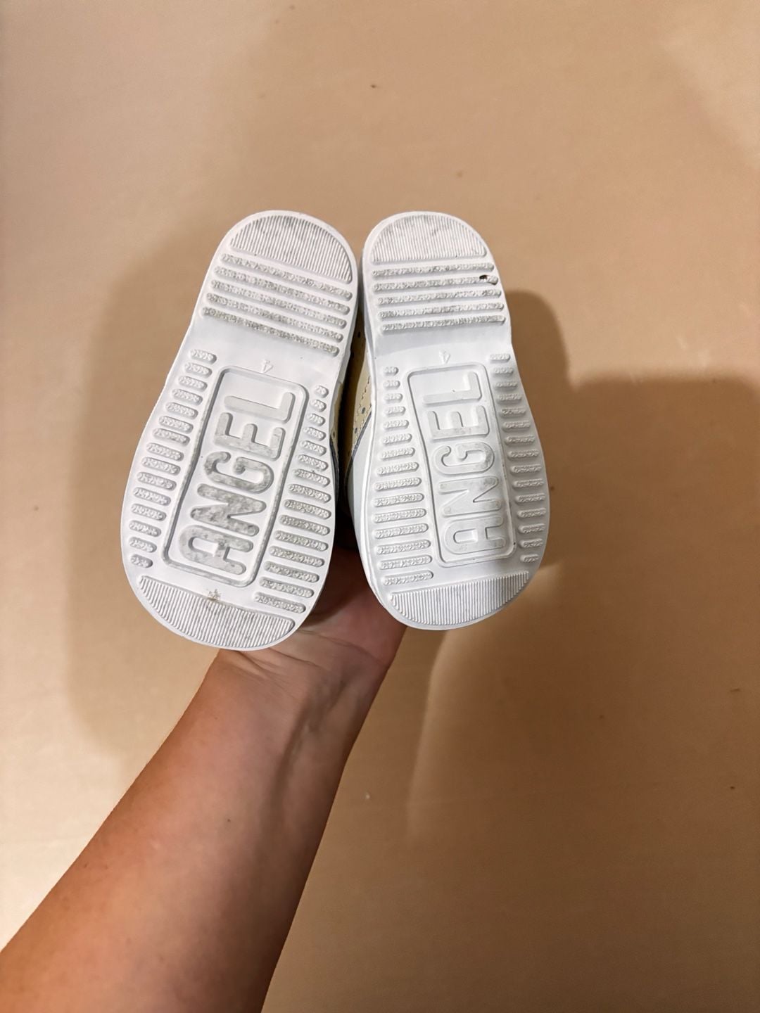 Angel Baby Shoes Oxford Size 4 White Tan Leather 4