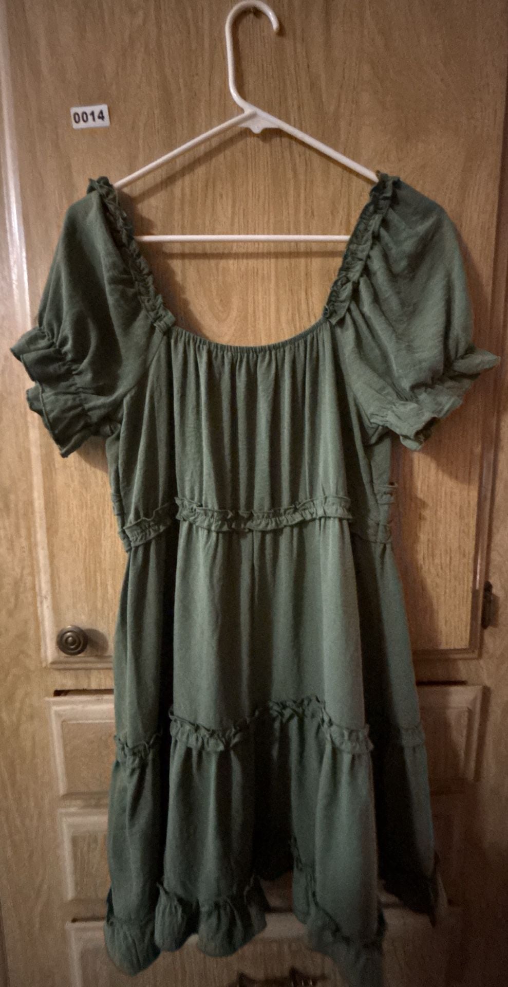 INSPIRED HEART Ruffle Trim Mini Dress Green Polyester 7