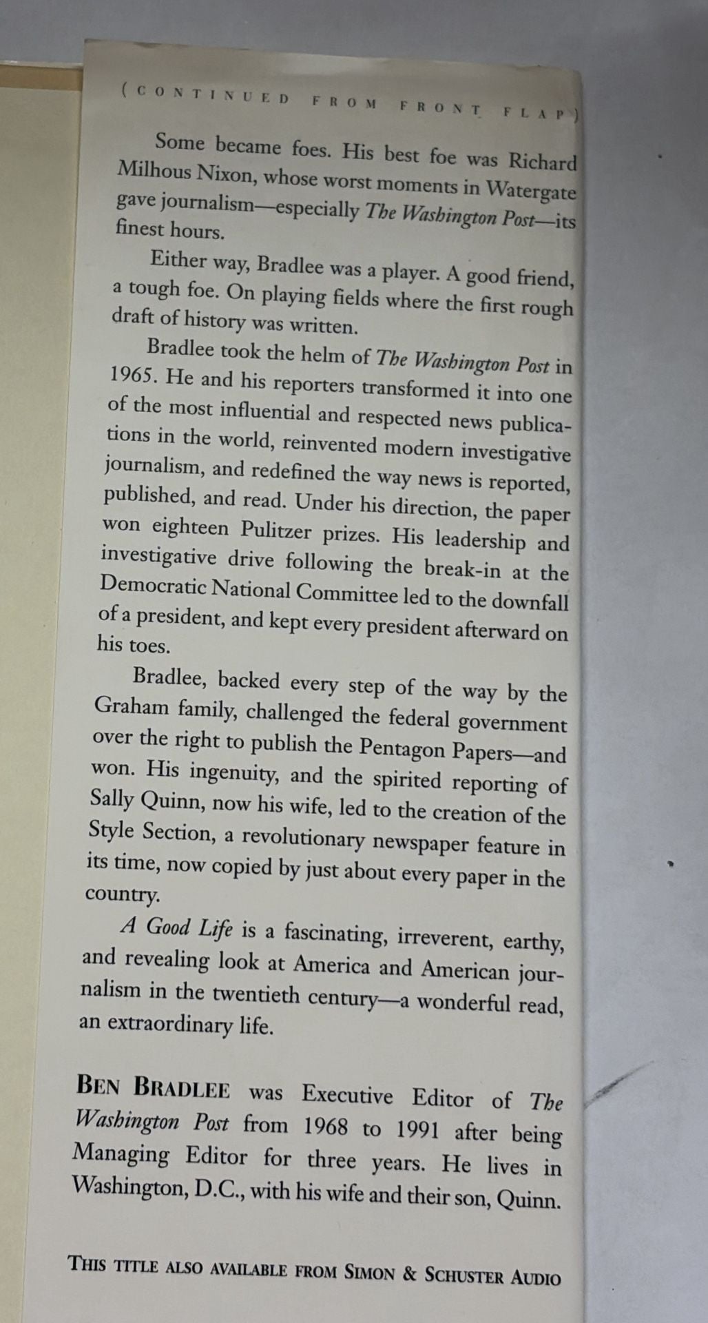 Simon & Schuster A Good Life: Newspapering and Other Adventures Hardcover 10