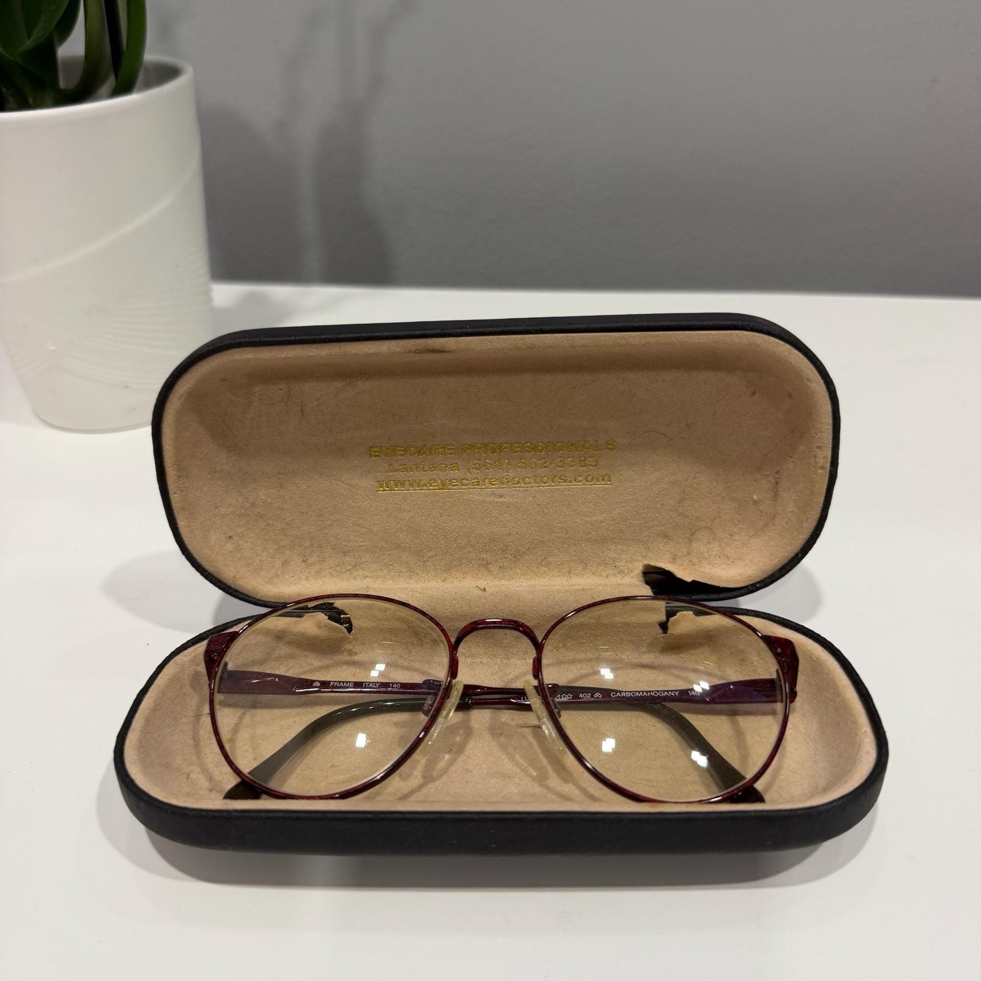 Luxottica 402 Size 51/19 Carbomahogany Round Eyeglass Frames Italy 3