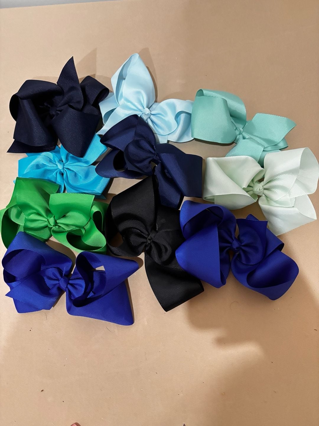 Lot Of 10 Grosgrain Ribbon Hair Bows Assorted Colors 1