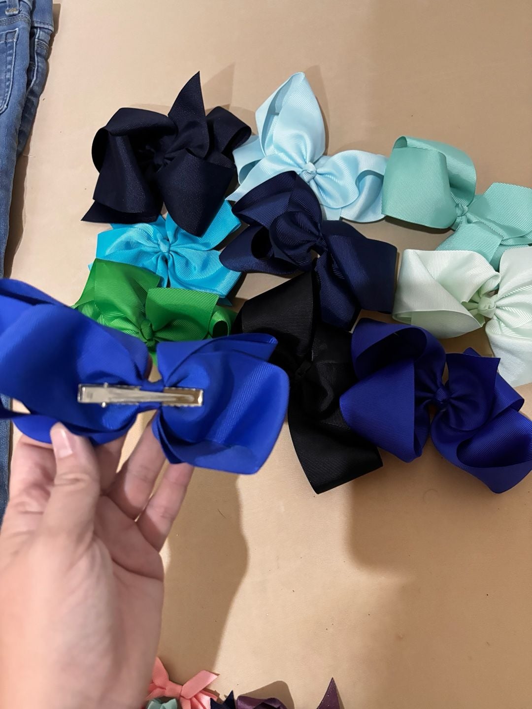 Lot Of 10 Grosgrain Ribbon Hair Bows Assorted Colors 2