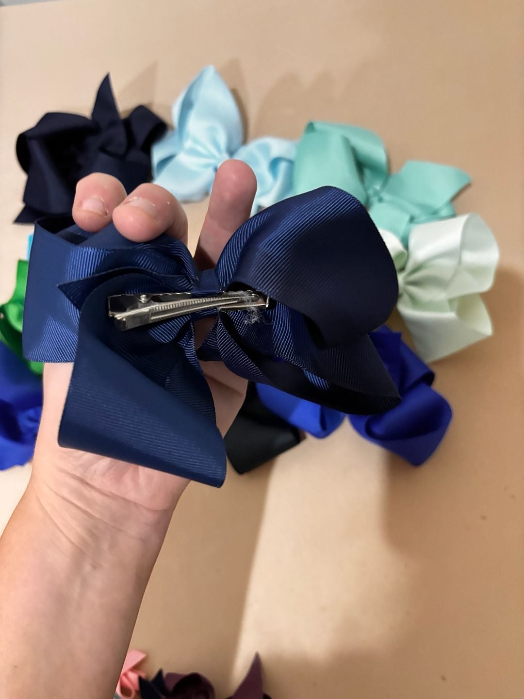 Lot Of 10 Grosgrain Ribbon Hair Bows Assorted Colors 3