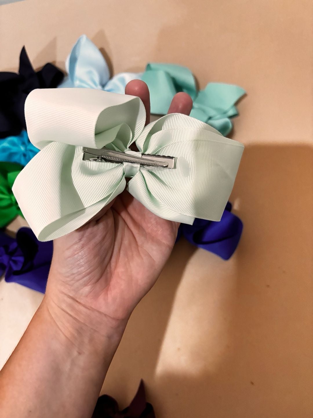 Lot Of 10 Grosgrain Ribbon Hair Bows Assorted Colors 4