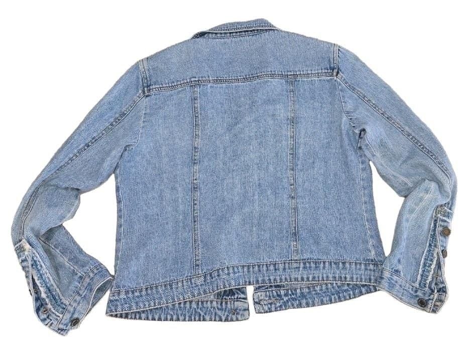 Bci Denim Jacket Size XL Blue Floral Embroidered Distressed 3