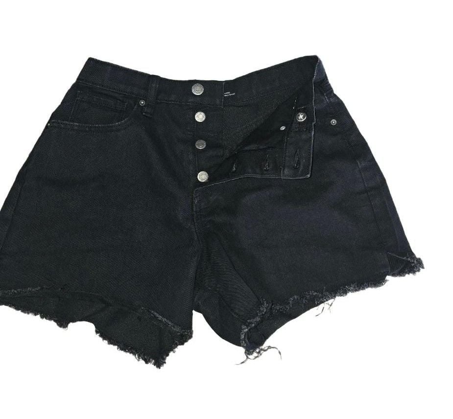 Old Navy Denim Shorts Girls Size 18 Black High-Rise Adjustable Waist Cutoffs 2