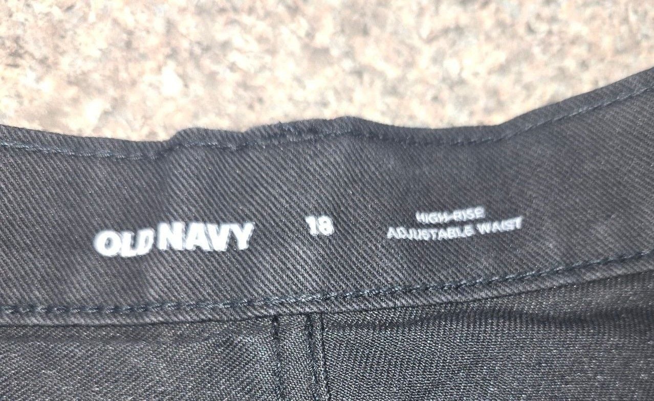 Old Navy Denim Shorts Girls Size 18 Black High-Rise Adjustable Waist Cutoffs 3