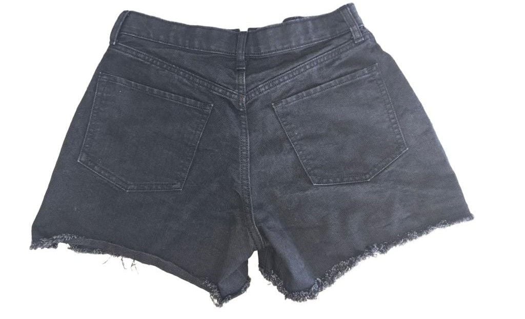 Old Navy Denim Shorts Girls Size 18 Black High-Rise Adjustable Waist Cutoffs 4