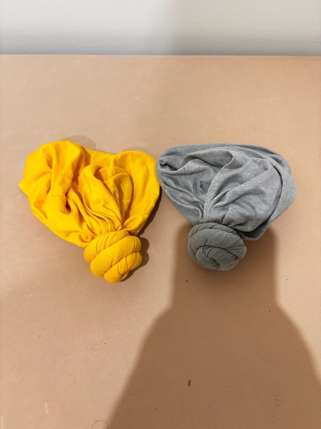 Baby Headband Top Knot Bow Head Wrap Yellow Gray Set 2 Piece 1