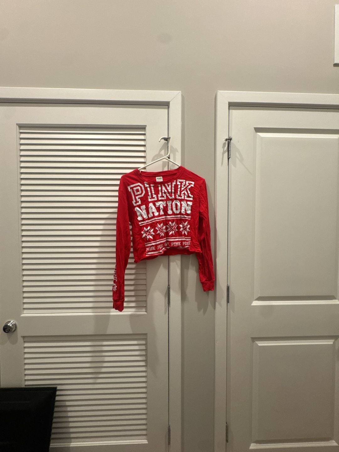 PINK Victoria's Secret Pink Nation Long Sleeve Crop Tee Red 2