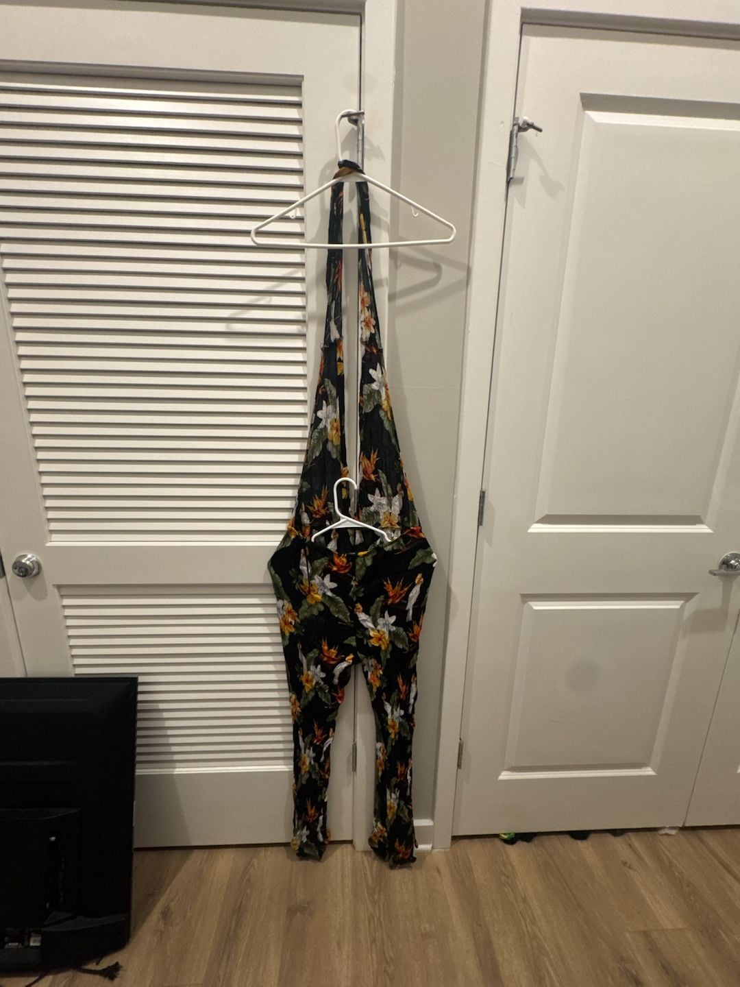 Forever 21 Floral Halter Jumpsuit Black Tropical Print 3