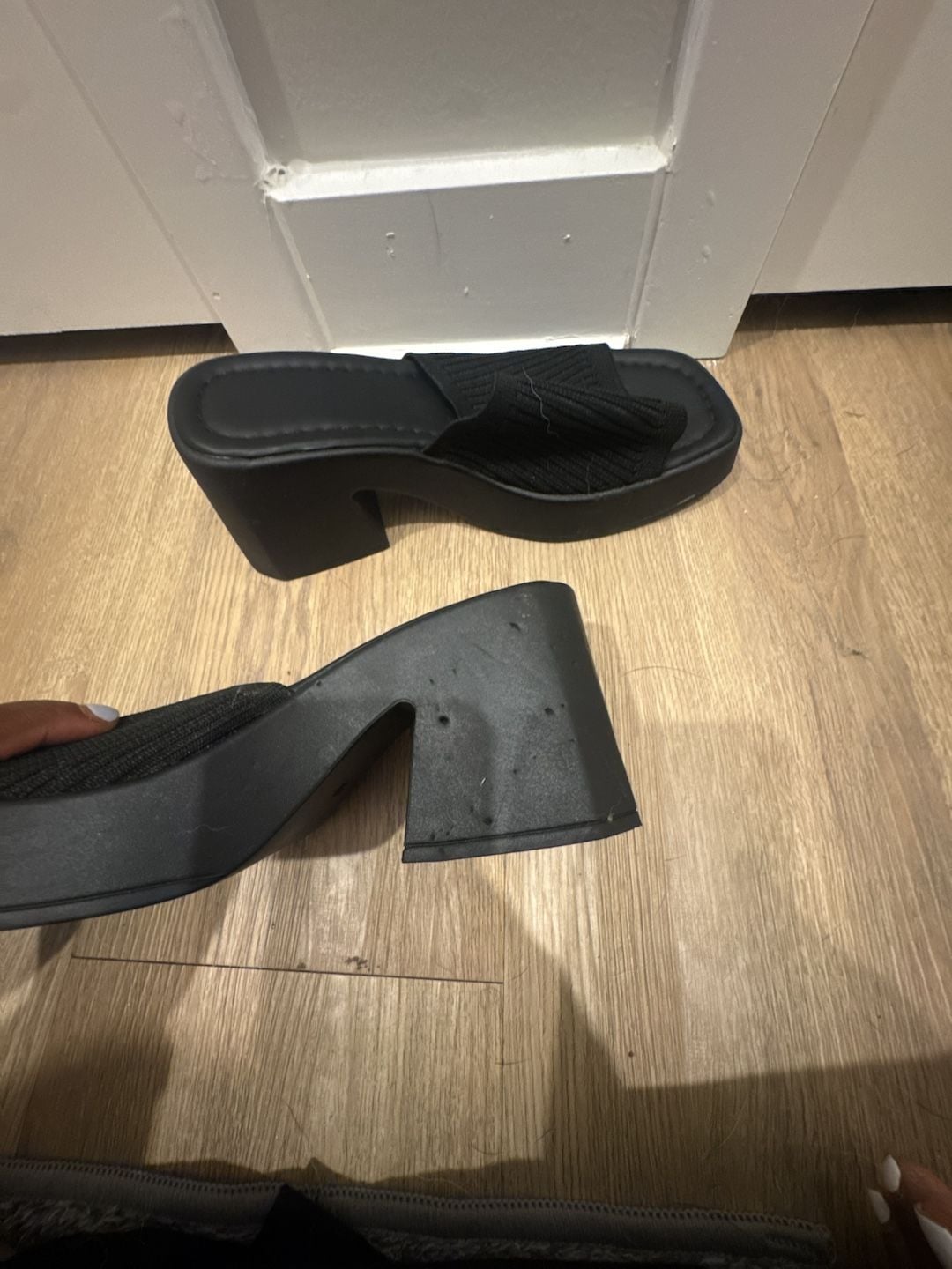 Unbranded Platform Slide Sandals Black Chunky Heel Open Toe Mules 4