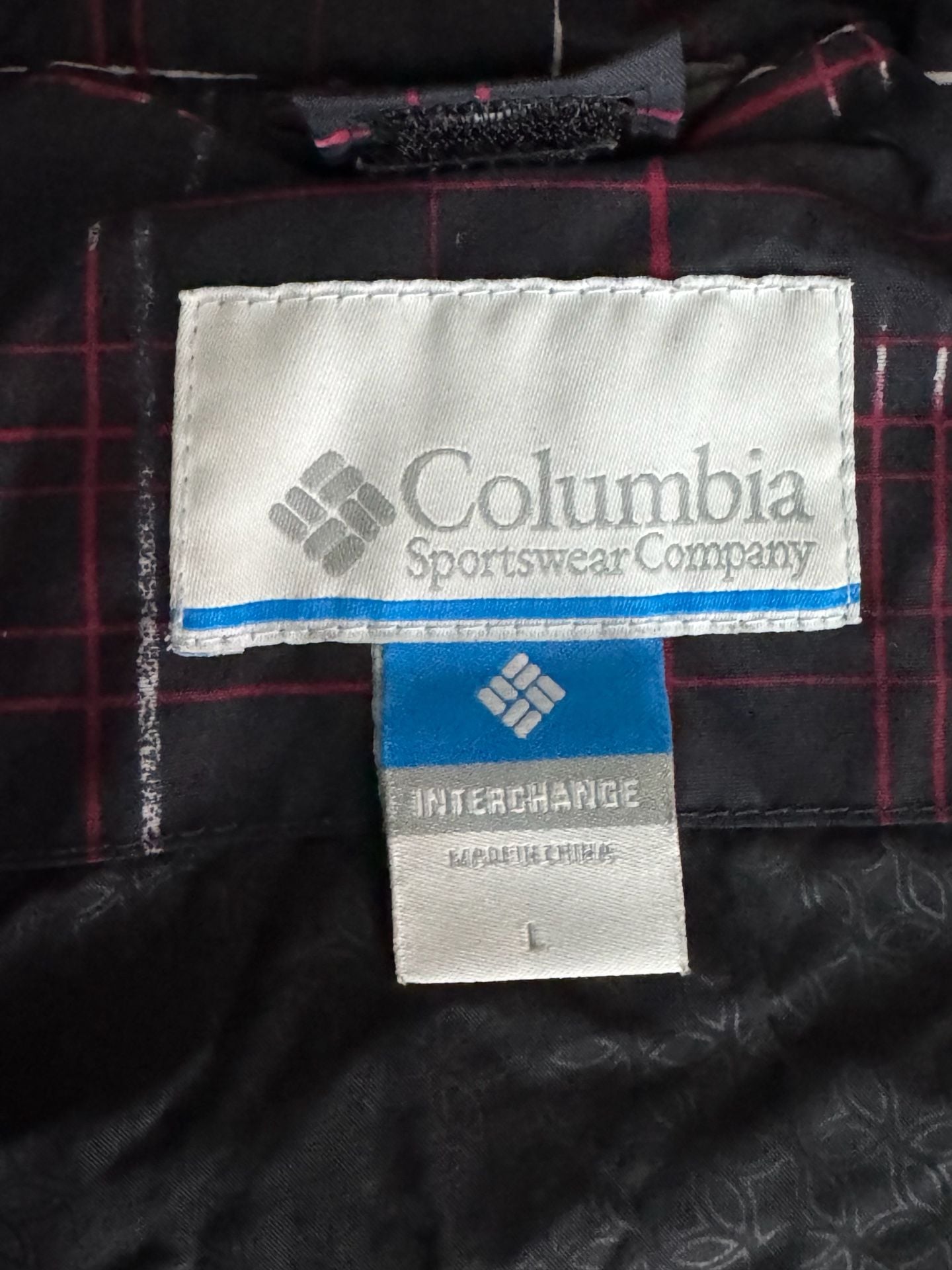 Columbia Interchange Jacket Size L Black Red Plaid Hooded Windbreaker 7