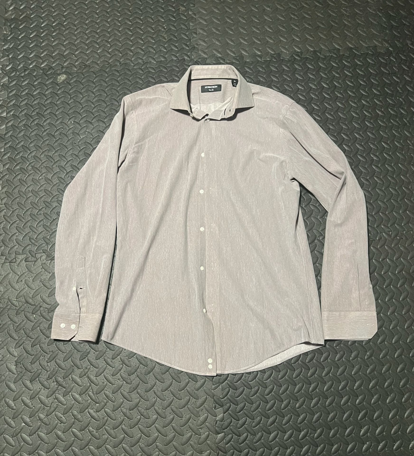 Nordstrom Trim Fit Dress Shirt Size 15.5 Gray Long Sleeve 2