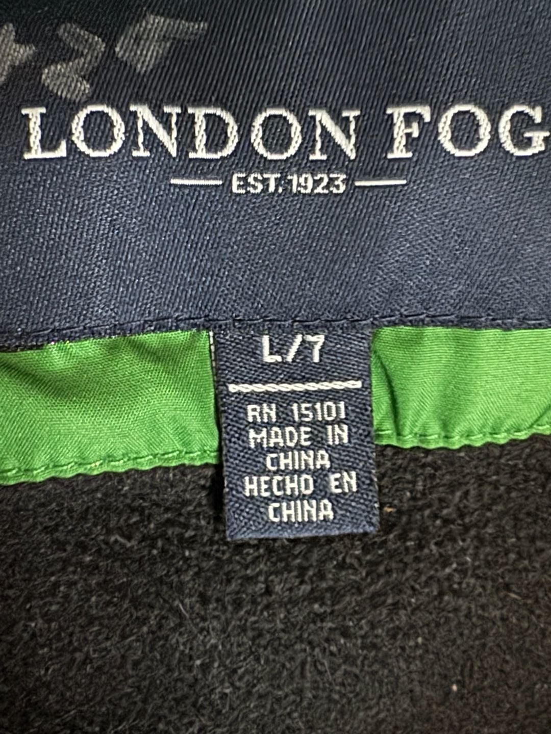 London Fog Winter Puffer Jacket Size L/7 Green Gray Hooded Coat 7