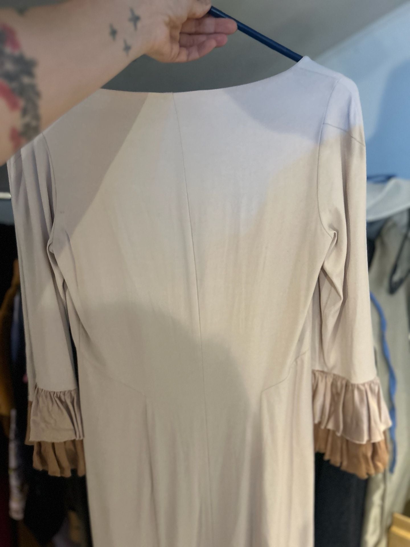 Coast Weber Ahaus Dress Beige Ruffle Sleeve 3