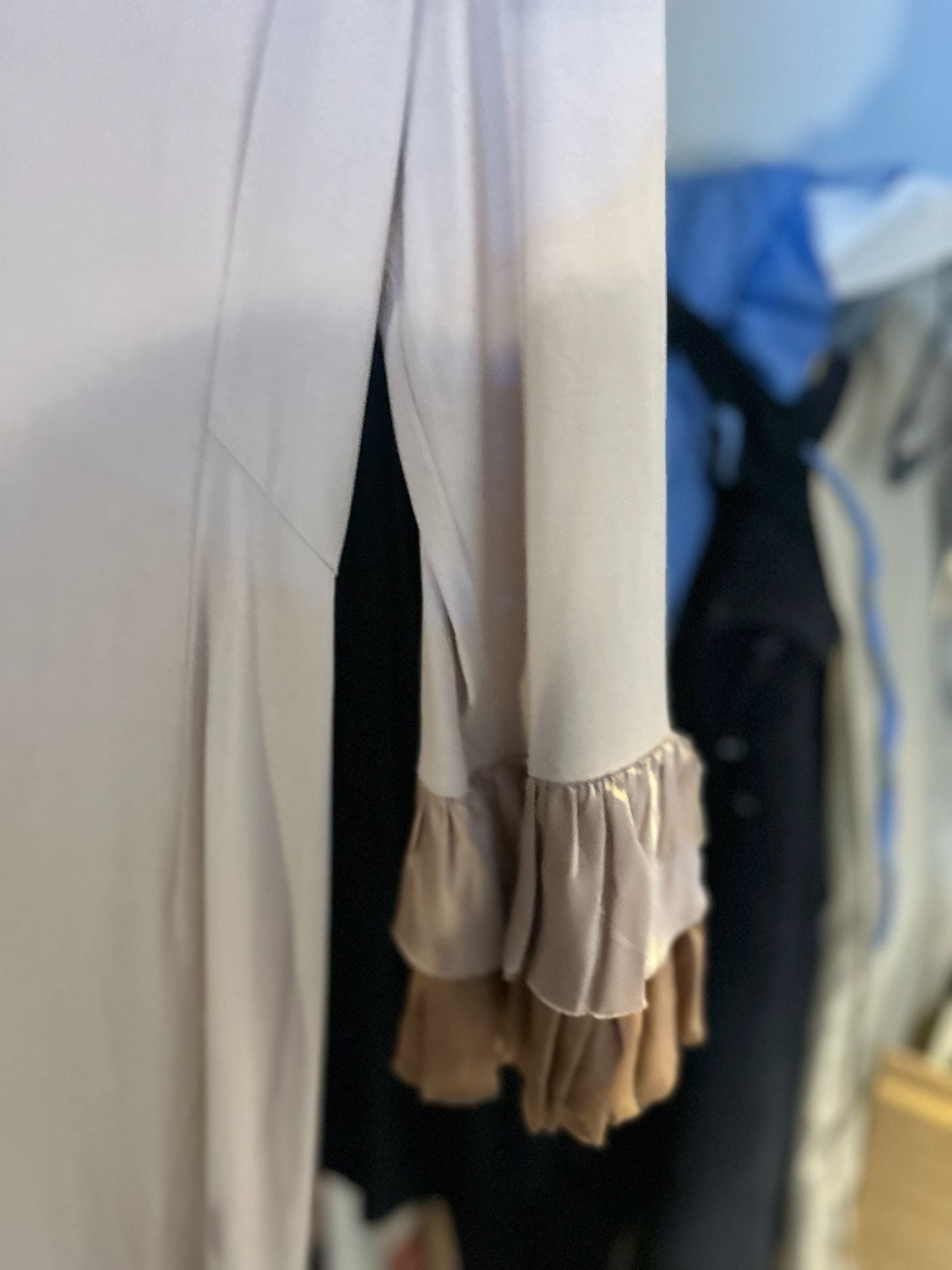 Coast Weber Ahaus Dress Beige Ruffle Sleeve 5
