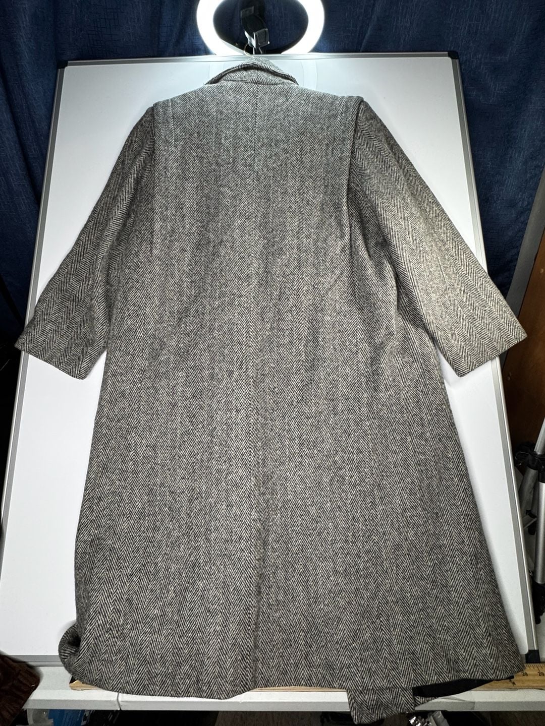 Herman Kay Petite Herringbone Wool Coat Black White 5